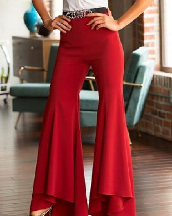 Women's High Waist Fashion Flare Pants HE1603-02-02 Women's High Waist Fashion Flare Pants HE1603-02-02