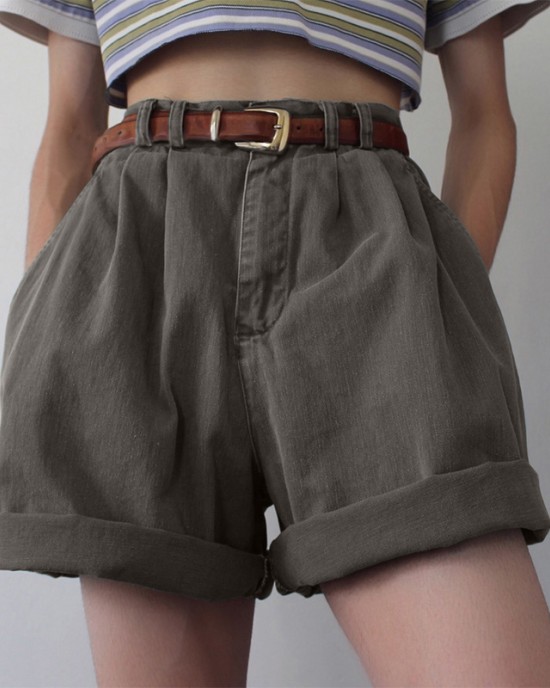 Retro high waisted workwear shorts HF3007-02-02 Retro high waisted workwear shorts HF3007-02-02