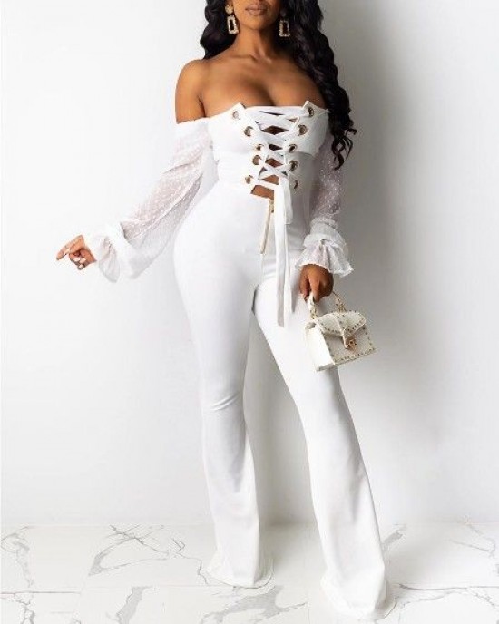 Button up flip collar micro flared pants jumpsuit HF3111-01-01 Button up flip collar micro flared pants jumpsuit HF3111-01-01